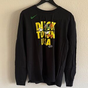 Nike Large Oregon Ducks Basketball Black Long Sleeve Graphic Tee Duck Town USA